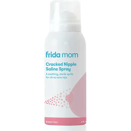 Frida Mom Saline Spray for Cracked Nipples, Breastfeeding Essentials for New Moms, Gentle for Baby and Mom, Spray to Heal Sore, Cracked Nipples, 2 fl oz