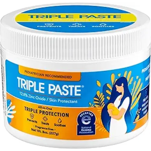 Triple Paste Diaper Rash Cream for Baby - 8 Oz Tub - Zinc Oxide Ointment Treats, Soothes and Prevents Diaper Rash - Pediatrician-Recommended Hypoallergenic Formula with Soothing Botanicals