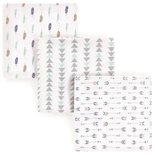 Luvable Friends Unisex Baby Cotton Flannel Receiving Blankets, Boy Feathers 3-Pack, One Size
