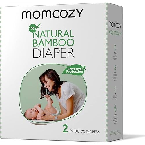 Momcozy Baby Diapers Size 2, Disposable Bamboo Diapers, Newborn Diapers, Hypoallergenic Diaper