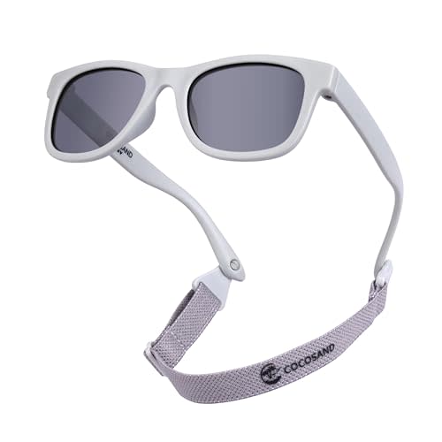 COCOSAND Flexible Baby Sunglasses with Strap Polarized UV Protection for Toddler Infant Newborn Boy Girl Age 0-24 Months