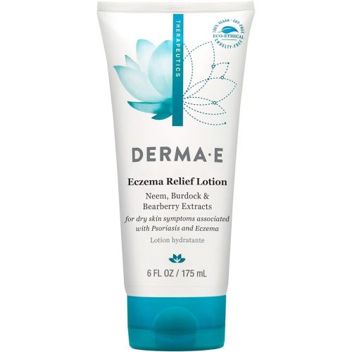 Derma E Eczema Relief Lotion – Itchy Skin Rescue – Soothing, Relieves Flaky, Scaly and Dry Skin - Topical Eczema and Psoriasis Cream, 6 Fl Oz
