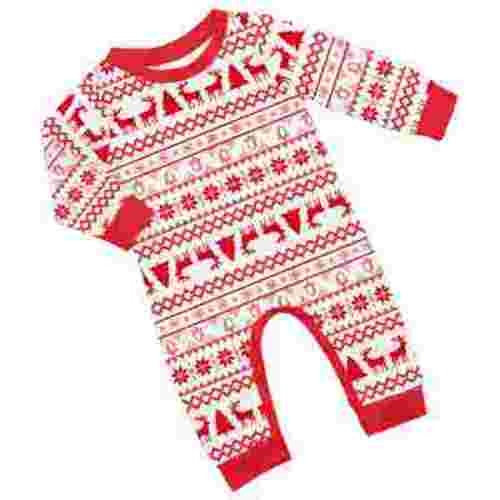 Generic Baby Clothes Sets Baby Crawling Clothes Christmas Long Sleeve Autumn And Winter Home Clothing Round Neck Family Holiday(12-18 Months,Red)
