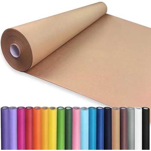 PerkHomy 30" x 2,400" (200') Brown Kraft Paper Roll for Gift Wrapping Bulletin Board Bouquet Flower Kids Wall Art Craft Packing Moving Shipping Parcel Postal Floor Covering Table Runner 70GSM 50LB