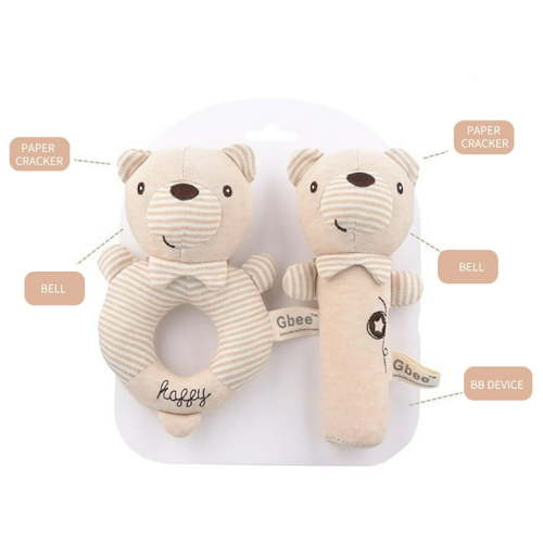 HUMJUSE Soft Rattle Toys For Infant Girl Boy, Newborn Handbell Sensory Travel Accessories, Soft Plush Rattle Stuffed Animal Toy For Baby Toys 0-12 Months