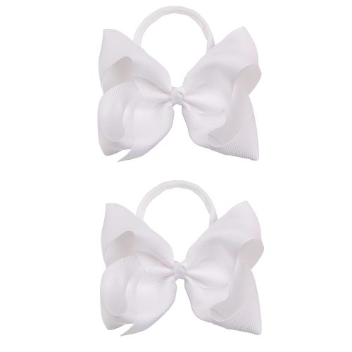 2Pcs 6 Inches Ribbon Baby Girls Headbands Infant Elastic Hairbands Large Cheer Bow Hair Band Accessories for Child Toddlers Girls (White)