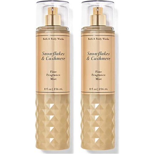 Bath and Body Works Snowflakes & Cashmere Fine Fragrance Mists Set Of 2 8 oz. Bottles (Snowflakes & Cashmere)