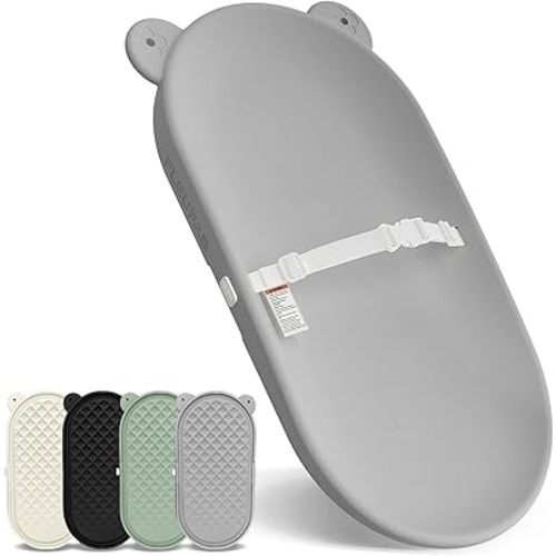 Waterproof Baby Changing Pad, Lightweight and Portable Changing Table with Strap for Changing Diaper, Dresser, Changing Table, Bed, Wipeable Changing Pad, Grey