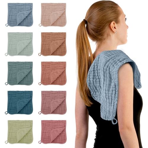 Muslin Burp Cloths, 10 Pack - Large 20" X10" - Ultra Absorbent and Soft 100% Cotton
