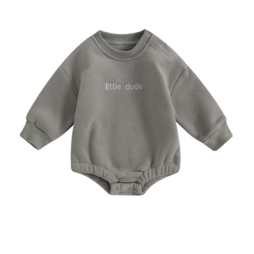 VISGOGO Newborn Infant Baby Boy Girls Oversized Romper Little Dude Sweater Onesie Coming Home Outfit Neutral Clothes