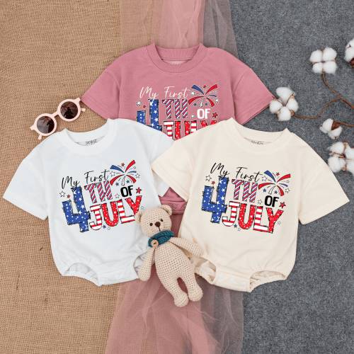 My First 4th Of July Romper Short - Sleeve, Cute Fourth of July Baby, 1st Fourth of July, 1st 4th Of July, First 4th Bodysuit, Baby Clothes