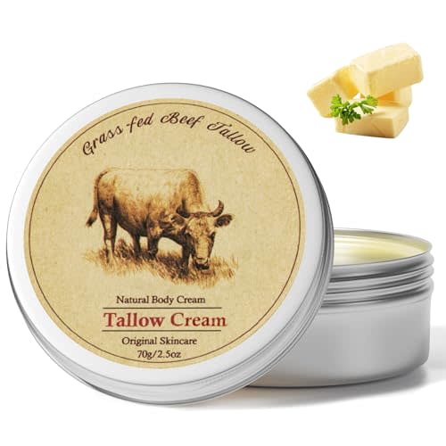 MROUVIK Beef Tallow, Beef Tallow for Skin, Beef Tallow Moisturizer, Beef Tallow Balm for Face Moisturizer Grass Fed for All Purpose Balm, Natural Beef Tallow Lotion for Skin Care (2.5oz)