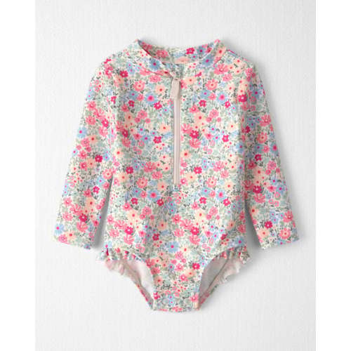 Baby Girl Recycled Rashguard Swimsuit in Meadow Mix - Little Planet | Carter's