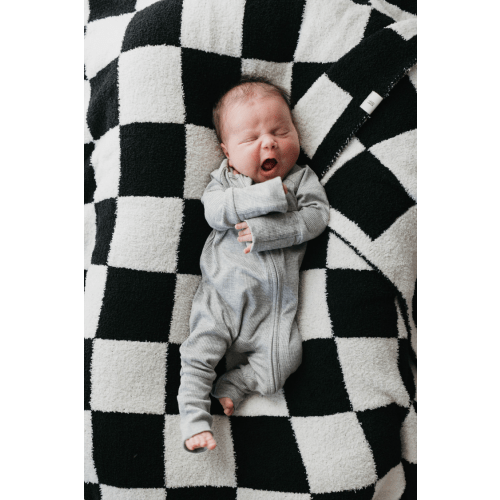 Bamboo Zip Pajamas | Ribbed Grey