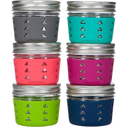 JarJackets Silicone Mason Jar Protector Sleeve - Fits 4oz Jelly Jars | Package of 6 | Multicolor (Multicolor, 6)