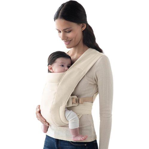 Ergobaby Embrace Baby Carrier Newborn to Toddler - Lightweight Ergonomic Baby Carriers - Cozy Essentials (7-25 Pounds), Ponte Knit, Cream