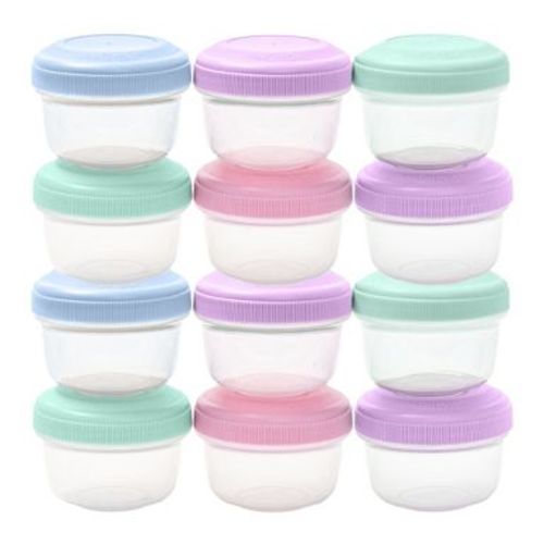 WeeSprout Leakproof Baby Food Storage, Small Plastic Containers with Lids - 4oz, Variety Pastel, Set of 12