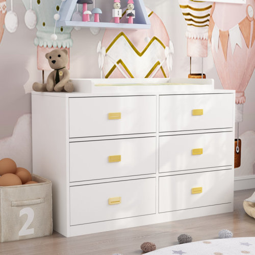 6 Drawers Changing Table Dresser