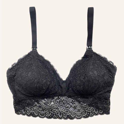 Floral Lace Organic Cotton Nursing Bralette - Black – MORROW+MINT