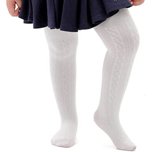 Marchare Baby Girls Tights Thick Solid Cable Knit Leggings Winter Warm Stockings For Toddler Girls 1/2/3/4/5 Pack