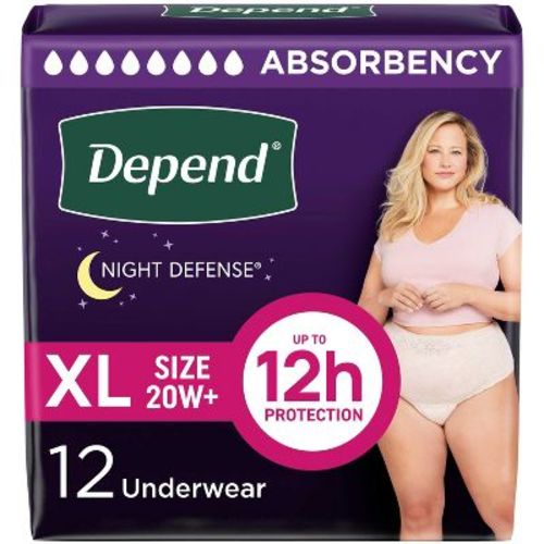 Depend Night Defense Adult Incontinence Underwear for Women - Overnight Absorbency - Blush