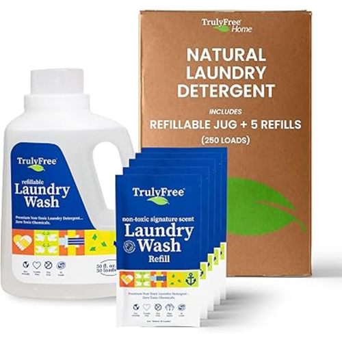 Laundry Detergent for Sensitive Skin | Gentle & Safe for Baby Clothes | Plant-Based | 5 Pack Refill Powder| Easy to Dissolve to Create a Liquid| Signature Scent (250 Loads)