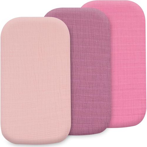 Amazon.com : 3-Pack Organic Muslin Bassinet Fitted Sheets, Compatible with Halo, Snoo, Graco, Dream On Me, Delta, and Other Standard Size Bassinets - Fits Oval, Hourglass, & Rectangle Shapes (32 x 16 x 4 Inches) : Baby