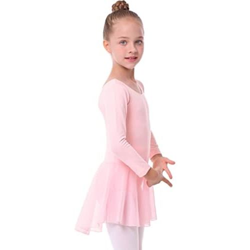danswan Long Sleeve Ballet Skirted Leotards Dance Dresses Tutu Outfit for Ballerina Toddler Girls