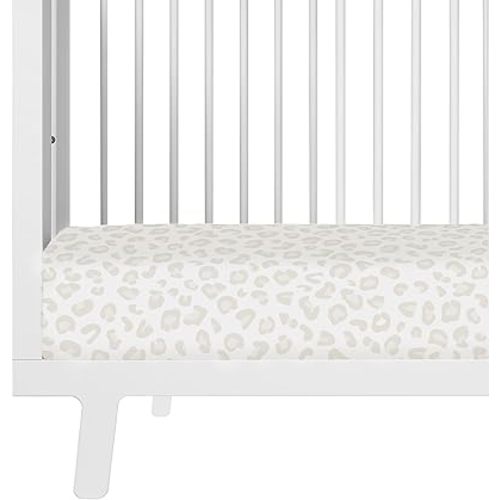 MakeMake Organics Organic Crib Sheet GOTS Certified Organic Cotton Crib Sheet Fitted with Pillowcase (14"x19") Buttery Soft Breathable Hypoallergenic Leopard Spots (28"x52", Wild)