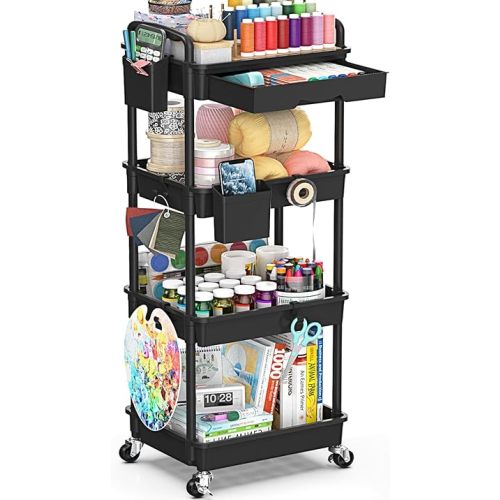 4 Tier Rolling Bedside Cart for baby supplies