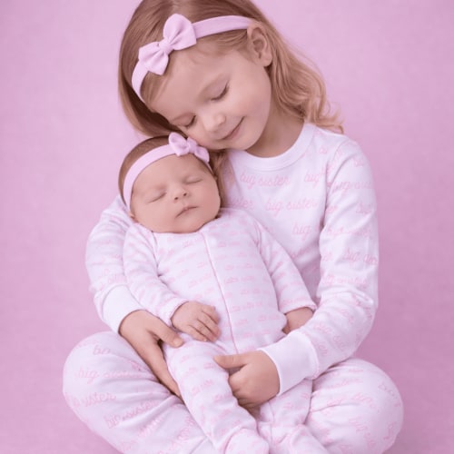 Big Sister, Little Sister Pajama + Footie Gift Set