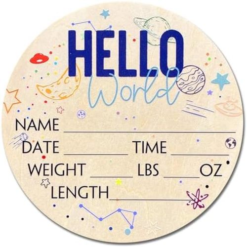 Birth Stat Sign for Newborn Baby, 6" Floral Design, Hello World, Gift for New Mom, Baby Shower, Gender Reveal, Crib & Nursery Decor, Pregnancy Announcement, Photography Prop