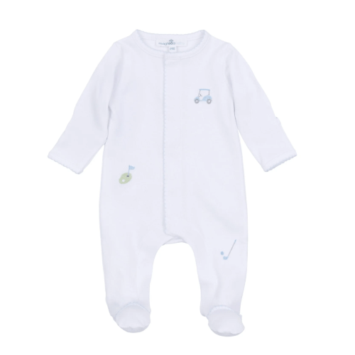 Magnolia Baby - Tiny Tee Time Embroidered Footie (Light Blue)