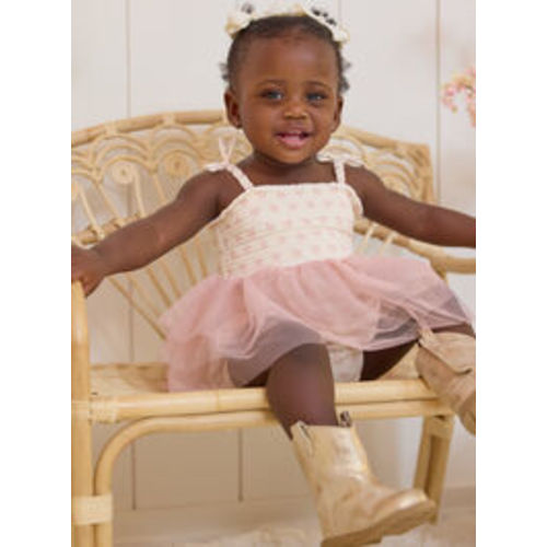 Annie Mini Bows Tutu Bodysuit Dress in Pink | Tullabee