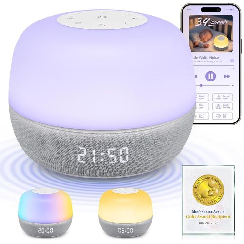 2025 Mom's Choice Awards | White Noise Sound Machine Baby with Sunrise Alarm & App Control – Sound Machine with 360 RGB Night Light, Sleep Soother for Adults & Kids, Baby Essentials for Newborns