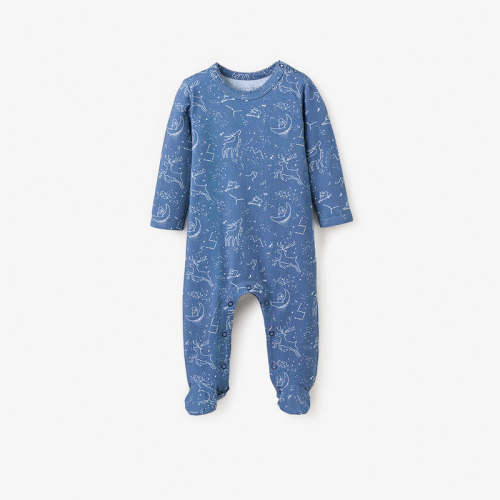 Blue Magic Sky Printed Organic Cotton Jumpsuit Blue SLATE BLUE / 0-3M
