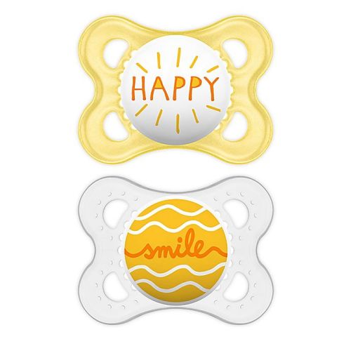 MAM Attitude 0-6 Months Orthodontic Pacifiers in Grey/Yellow (Set of 2)