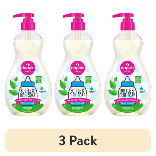 (3 pack) Dapple Baby Bottle and Dish Soap for Baby Products, Fragrance-Free, 16.9 fl oz