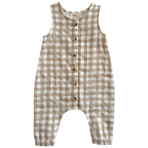 Tan Gingham / Organic Bay Jumpsuit