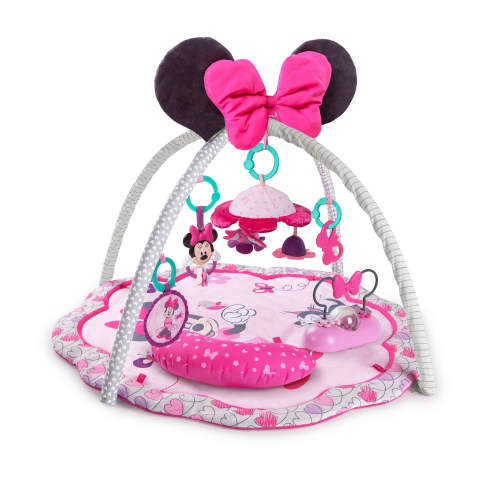 Bright Starts Disney Baby Minnie Mouse Garden Fun Tummy Time Playmat for Infants, Newborn +