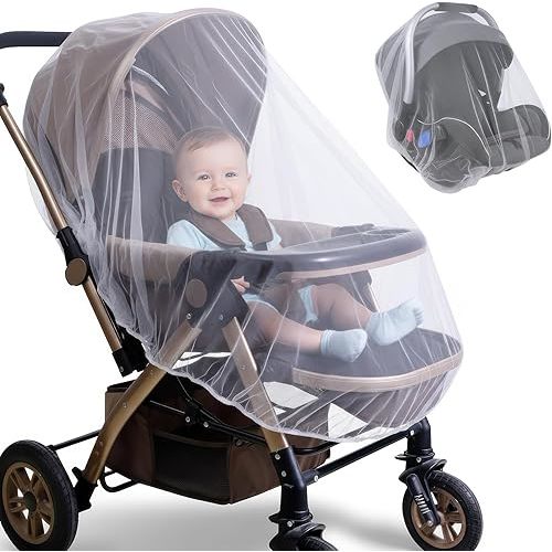 Universal Backpackers Baby Mosquito Net for Stroller, Car Seat & Bassinet – Premium Infant Bug Netting for Jogger, Carrier & Pack N Play – Toddler Canopy & Gift Packaging White