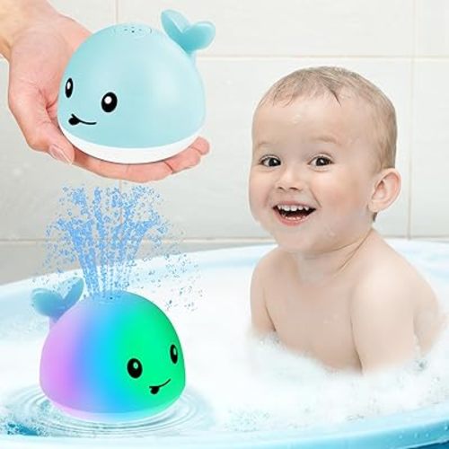 Gigilli Light up Whale Bath Toys for Babies 6-12 12-18 Months or Kids Ages 1-3, Spray Water Baby Toys for Boys Girls Valentines Day 1st Birthday Gifts, Toddler Pool Bathtub Toys 1-3 2-4 Infant 2 3 4 5
