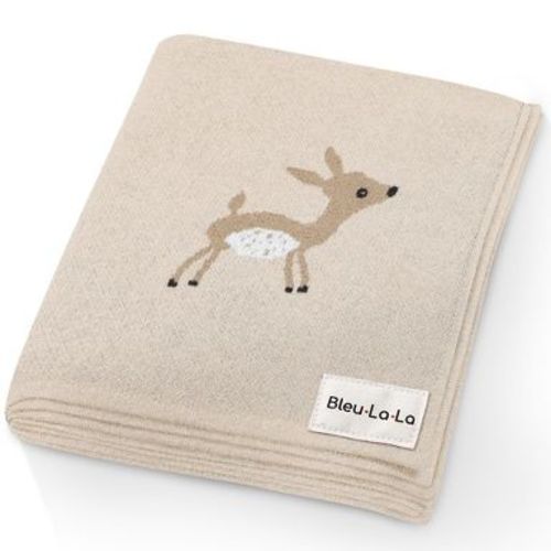 Bleu La La 100% Luxury Cotton Knit Swaddle Receiving Blanket for Blanket for Newborn and Infant Boys and Girls - Deer - Taupe
