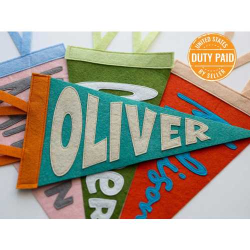 Personalized Name Pennant for Nursery Room Decor | Baby Shower Gift | Baby Boy Girl Name Nursery Flag | Baby Name Banner Blag Wall Hanging