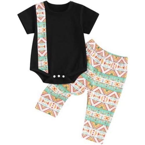 Rtnnsbbfcm Newborn Baby Boy Summer Clothes Short Sleeve Romper Top African Print Pants 2Pcs Casual Outfit Set