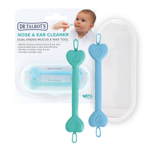 Dr. Talbot’s Baby Safe Nose and Ear Cleaner Set with Hygienic Travel Case, Gentle Dual-Ended Easy Mucus and Wax Remover Tool, 2 Pack, Neutral Colors