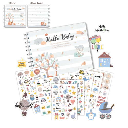 Walbest Baby Growth Record Book Scrapbook Stickers Story-Like Baby Milestone Album DIY Friendly Baby Development Scrapbook