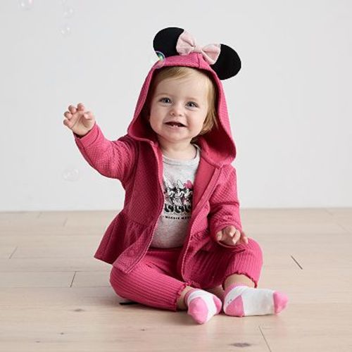 Disney's Minnie Mouse Baby Girl Bodysuit, Hoodie, & Pants 3-piece Set by Jumping Beans®