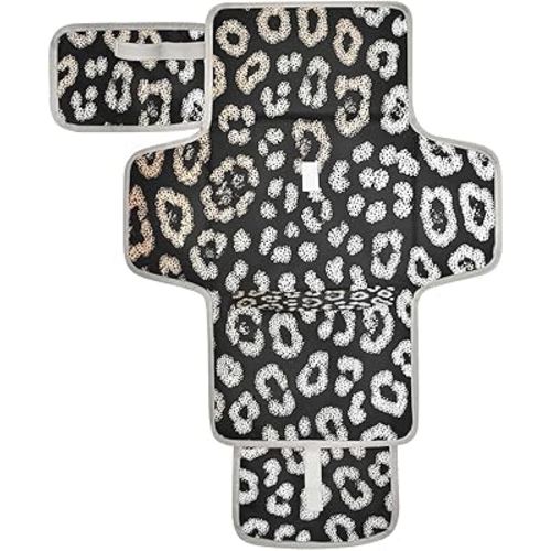Boho Leopard Portable Diaper Changing Pad - Waterproof Foldable Baby Diaper Changing Pad with Built-in Pillow, Travel Diaper Changing Mat for Newborn Baby