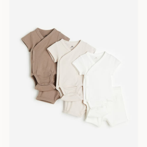 6-piece Jersey Set - Dark Taupe/White